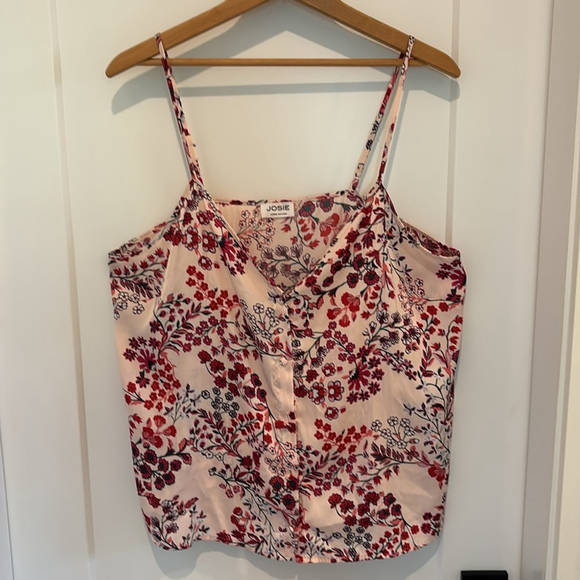 JOSIE NATORI 2-Piece Sleepwear Set cami & capri floral pajama set pink red Sz XL - Picture 4 of 17